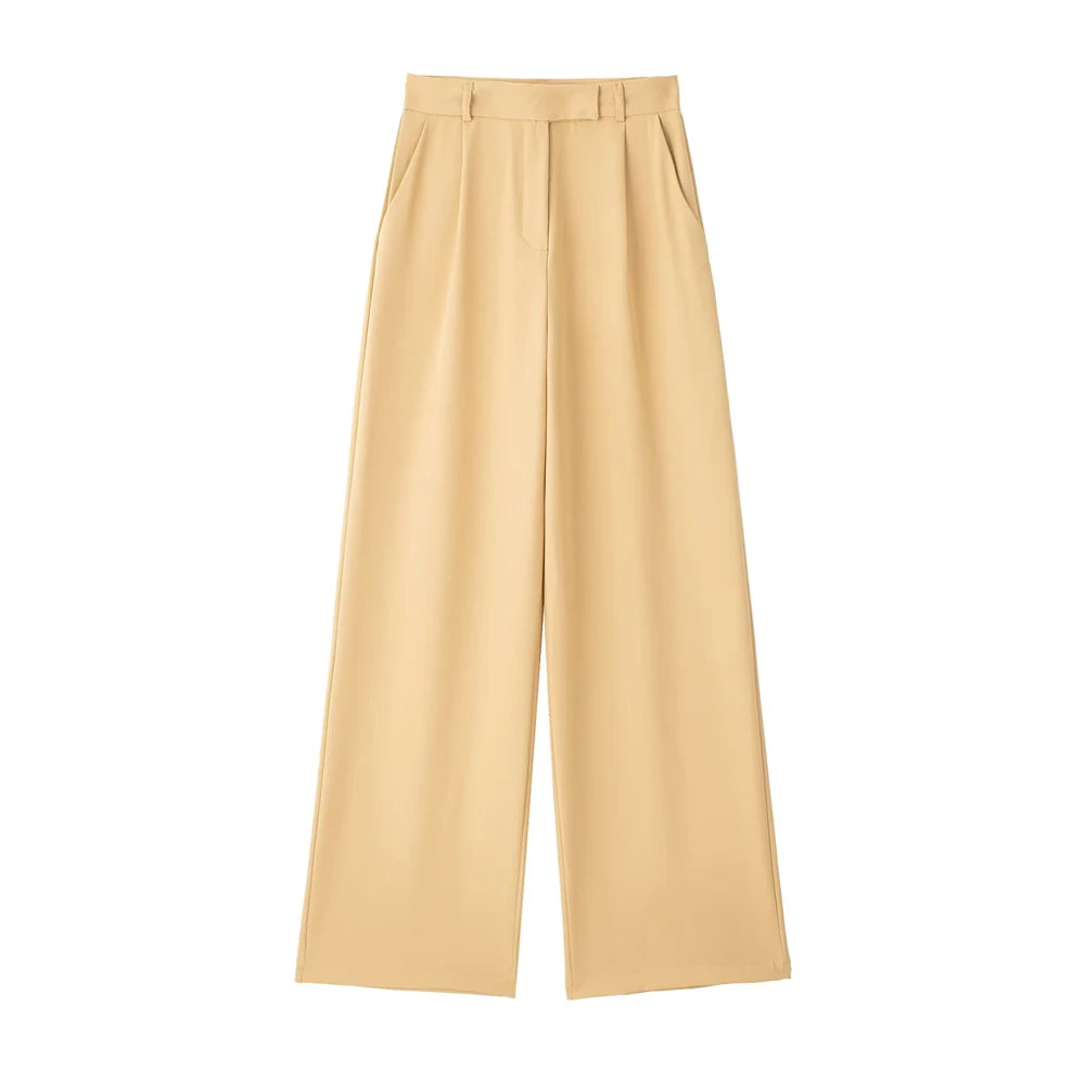 Vintage-Style Wide Leg Pants with Pockets
