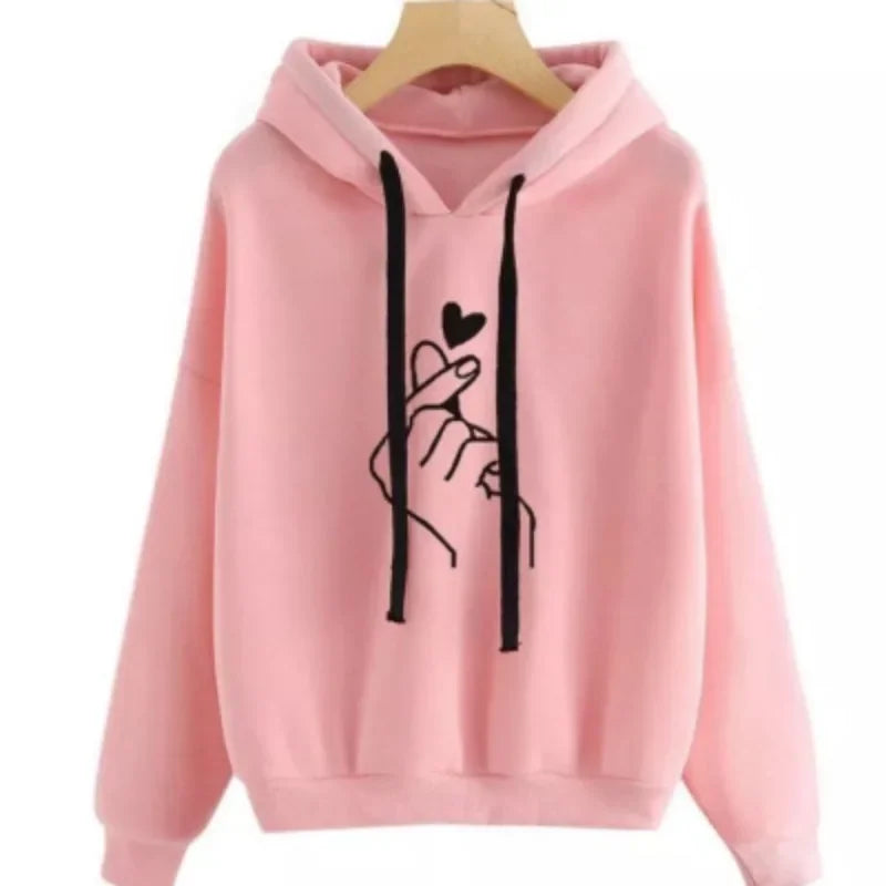 Women's Finger Heart Fleece Hoodie