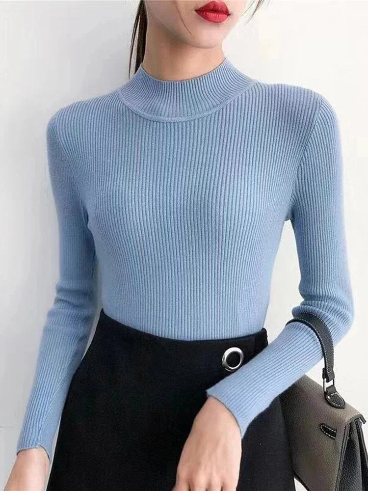 Slim-Fit Mock Neck Knit Sweater