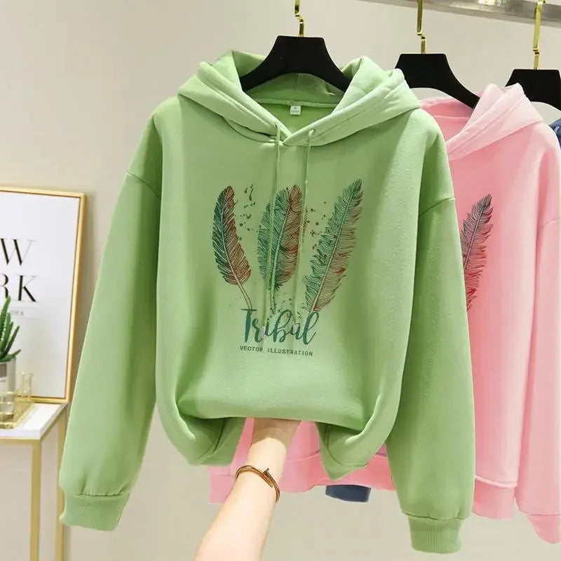 Women's Feather Print Hoodie