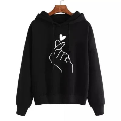 Women's Finger Heart Fleece Hoodie