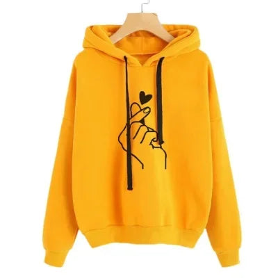 Women's Finger Heart Fleece Hoodie