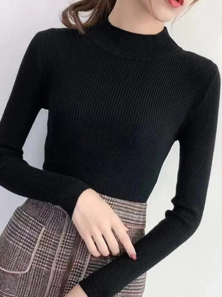 Slim-Fit Mock Neck Knit Sweater