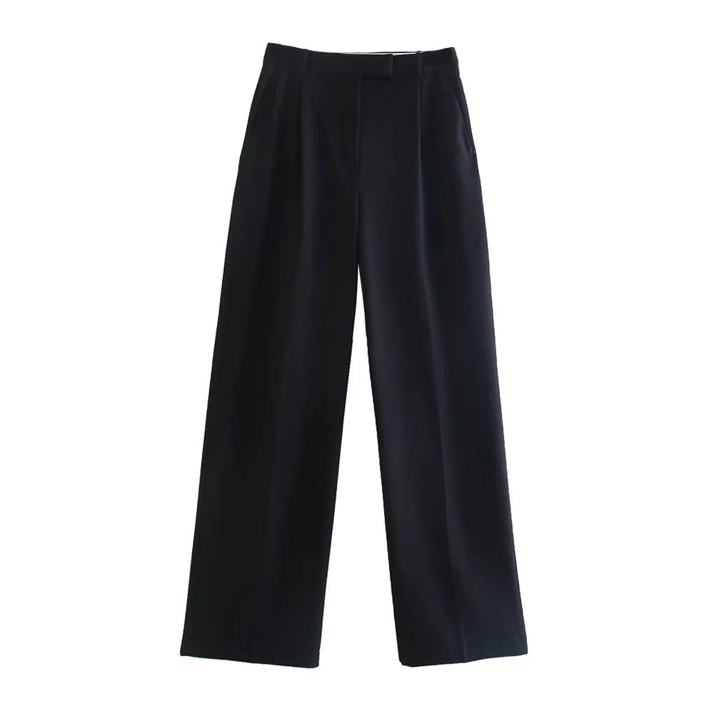 Vintage-Style Wide Leg Pants with Pockets