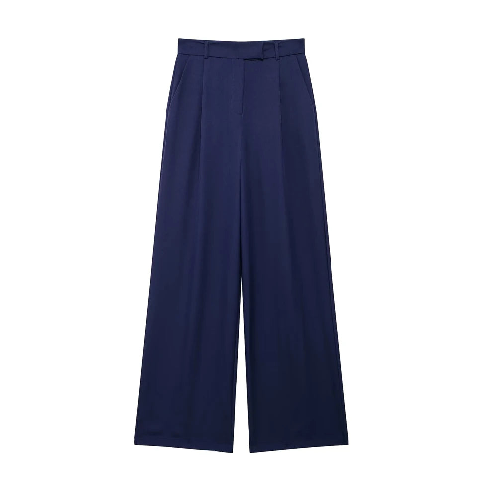 Vintage-Style Wide Leg Pants with Pockets