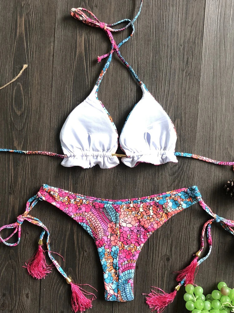 Women's Floral Print String Bikini Set