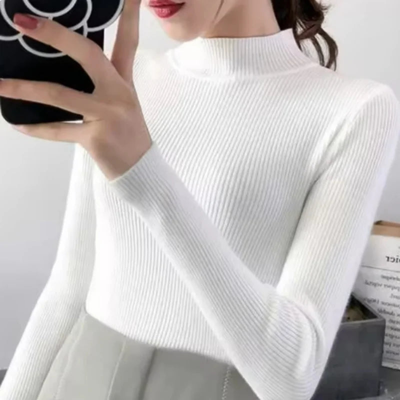 Slim-Fit Mock Neck Knit Sweater