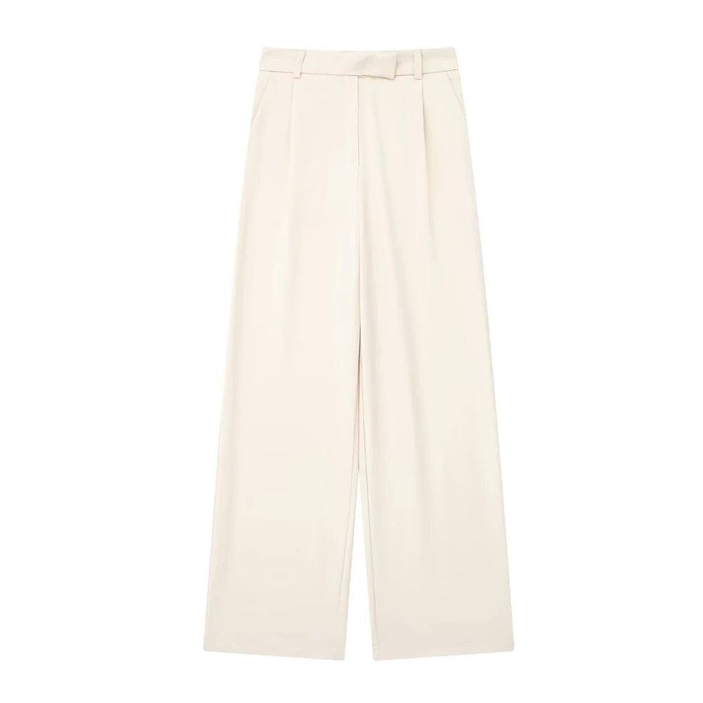Vintage-Style Wide Leg Pants with Pockets
