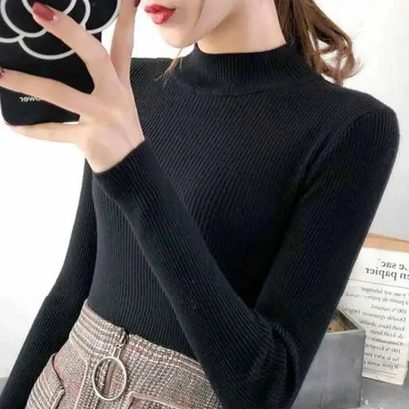 Slim-Fit Mock Neck Knit Sweater