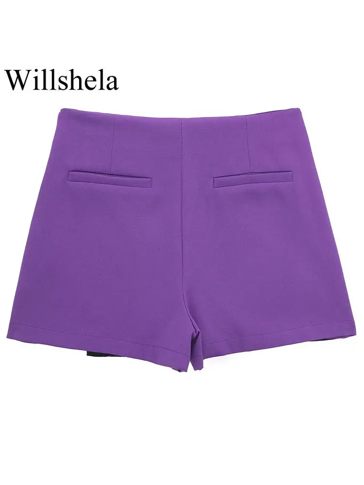 High-Rise Asymmetrical Skirted Shorts - Stellar Style