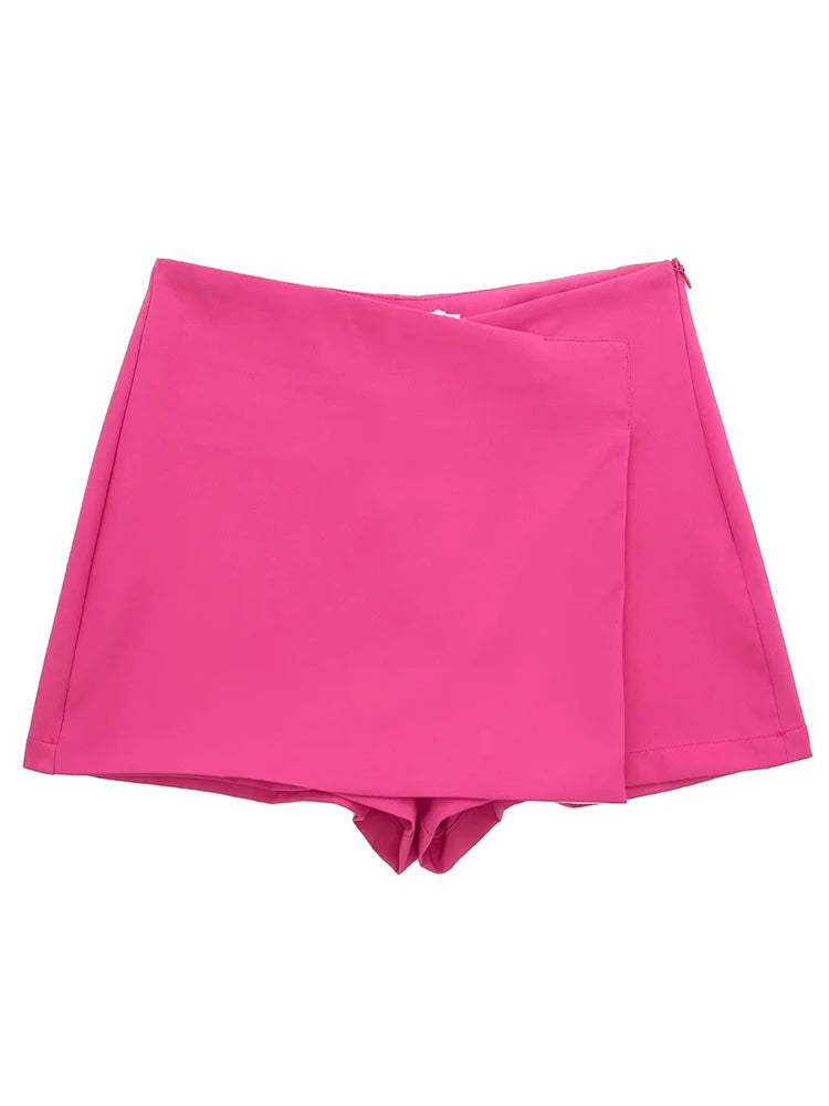 High-Rise Asymmetrical Skirted Shorts