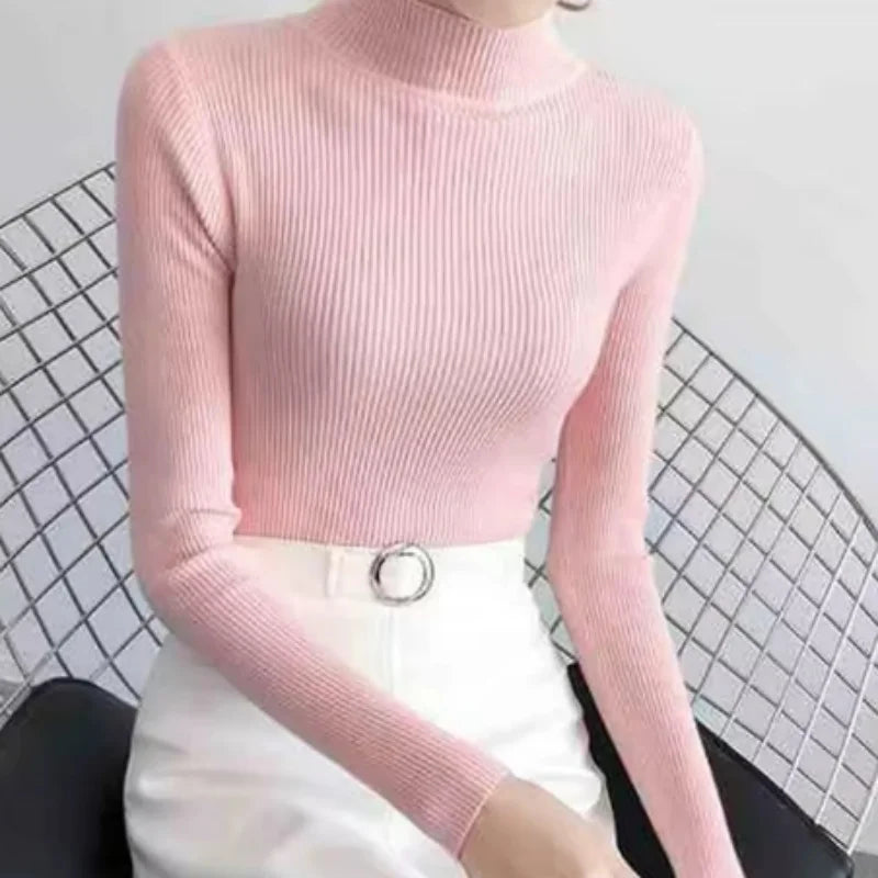 Slim-Fit Mock Neck Knit Sweater