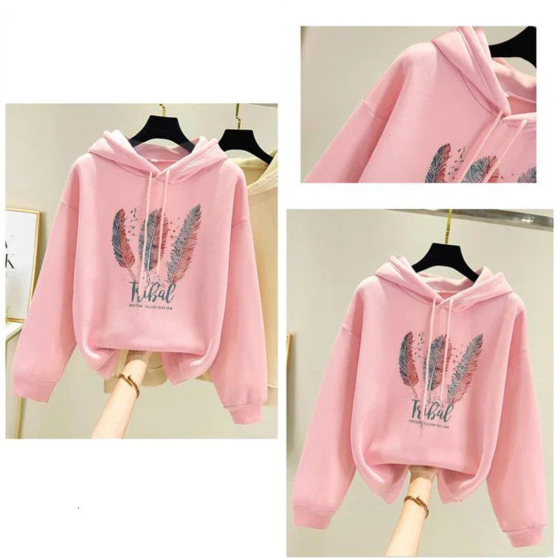 Women's Feather Print Hoodie