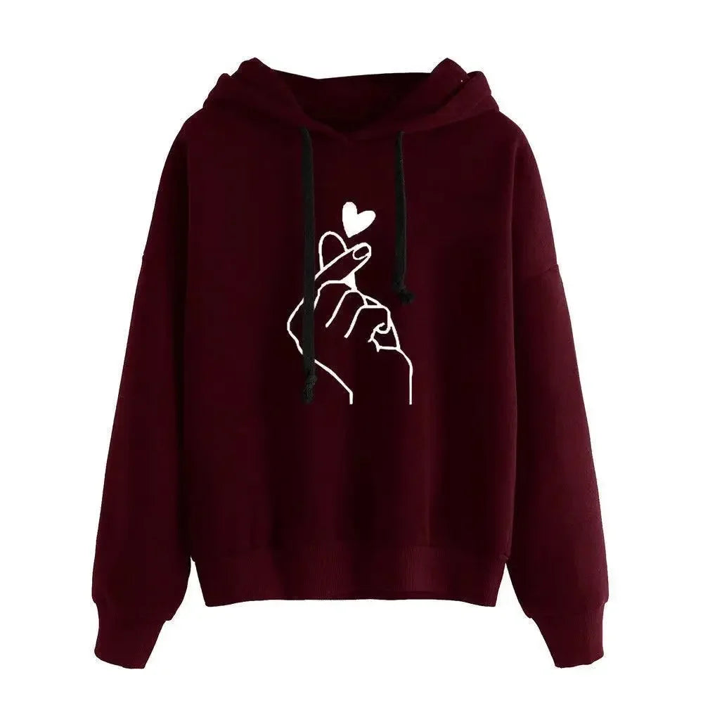 Women's Finger Heart Fleece Hoodie