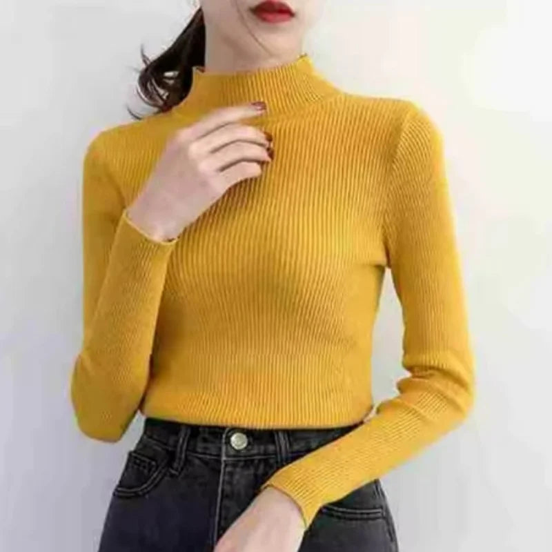 Slim-Fit Mock Neck Knit Sweater