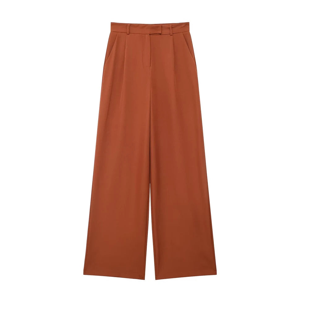 Vintage-Style Wide Leg Pants with Pockets
