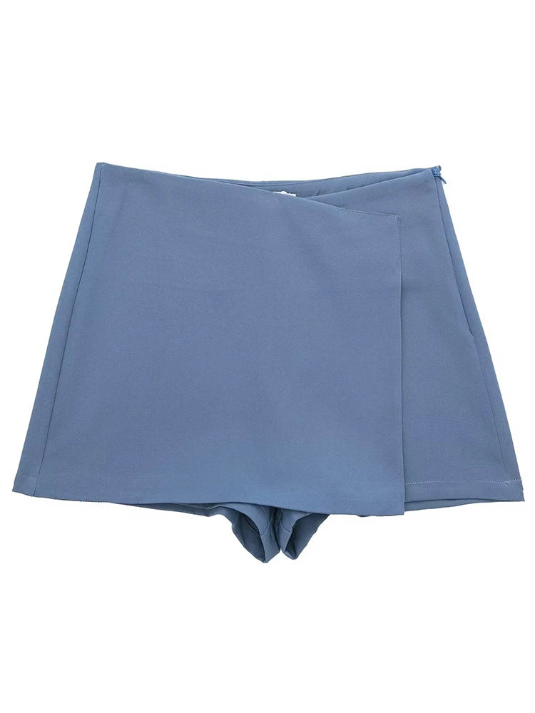 High-Rise Asymmetrical Skirted Shorts