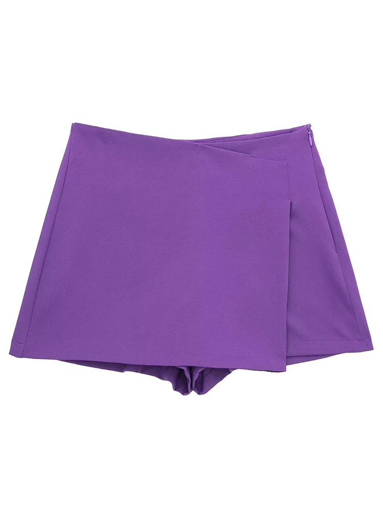 High-Rise Asymmetrical Skirted Shorts