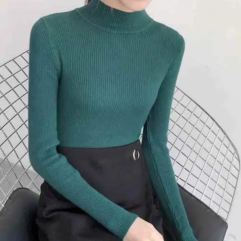 Slim-Fit Mock Neck Knit Sweater