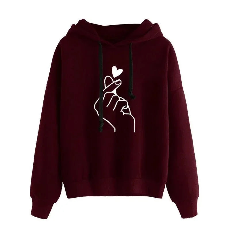Women's Finger Heart Fleece Hoodie