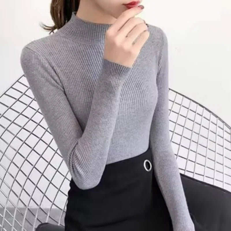 Slim-Fit Mock Neck Knit Sweater